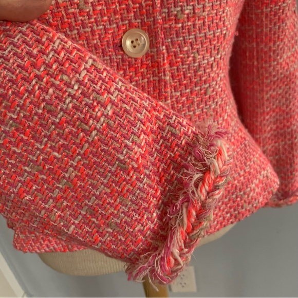 J.CREW pink tweed lady blazer with peplum, fringe & braided trim / Size 6 NWOT - Picture 7 of 15